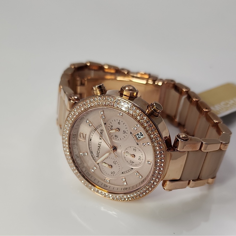 NEW 🏷$295 Michael Kors MK5896 Parker Blush🌹 Rose Gold-tone Ladies Watch - Picture 4 of 6